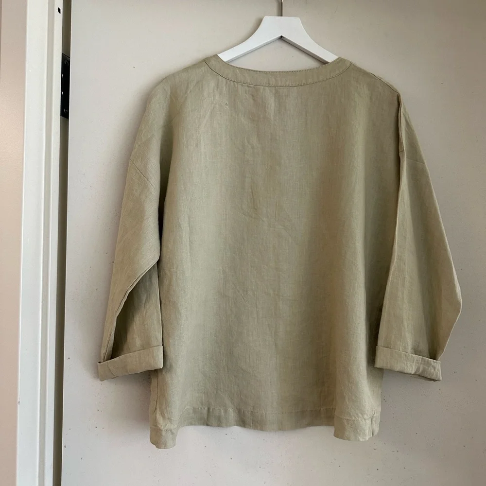 Zara Linen Henley Top NWT - Picture 3 of 6